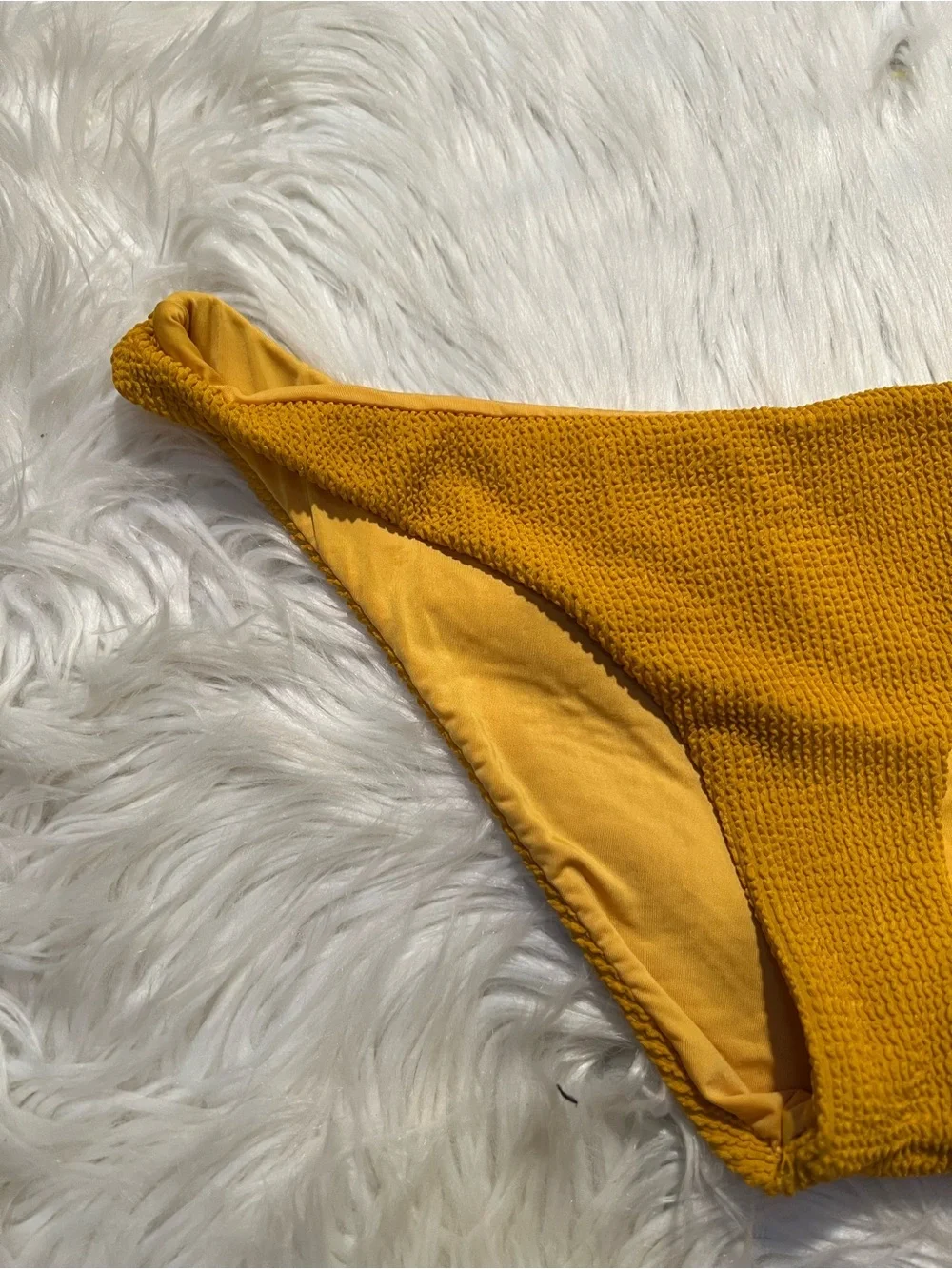 Women's Swim Bottoms Bikini Bottoms Mustard Yellow Textured Stretch Low Rise